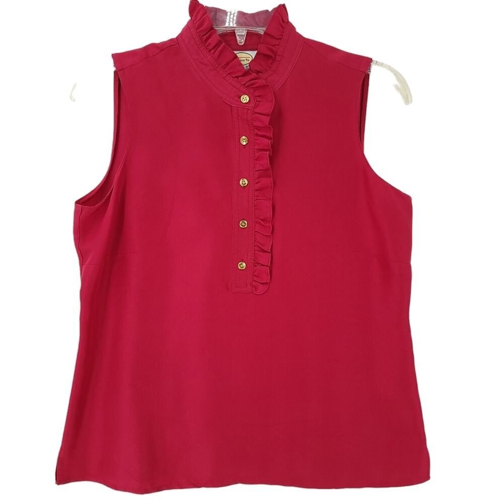 Talbots Red Sleeveless Ruffle Blouse